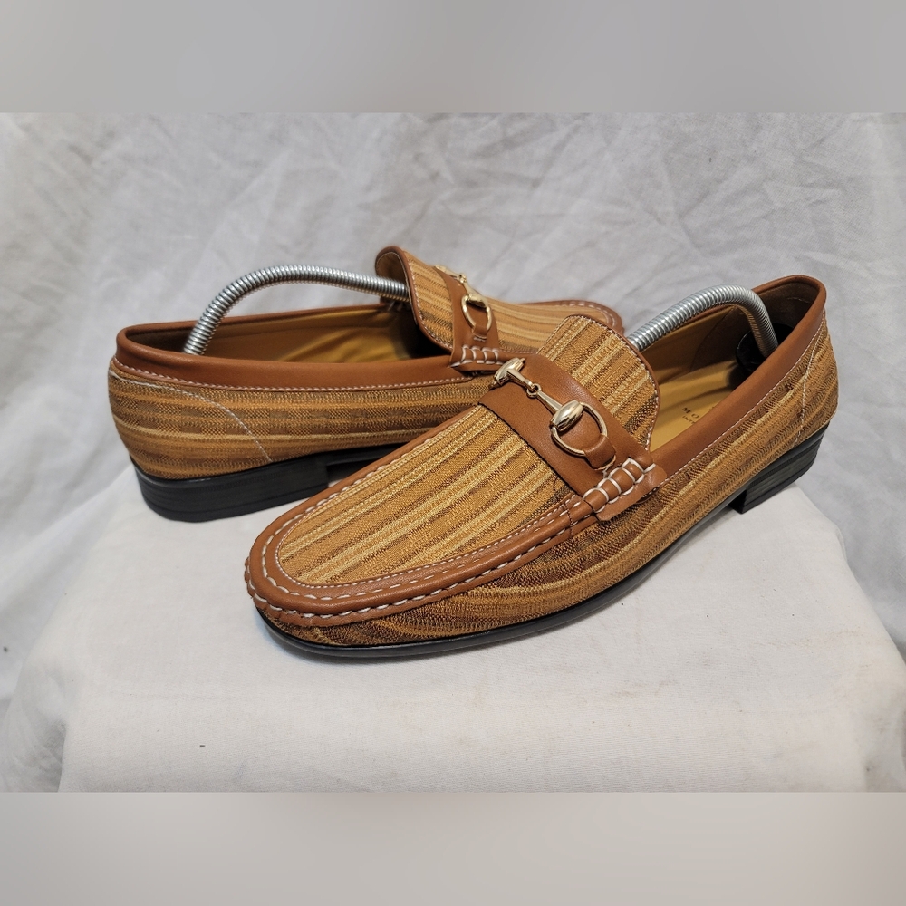 Montique S-1846 Mens Metal Bit Loafers Matching Shoes Caramel Sz 9.5